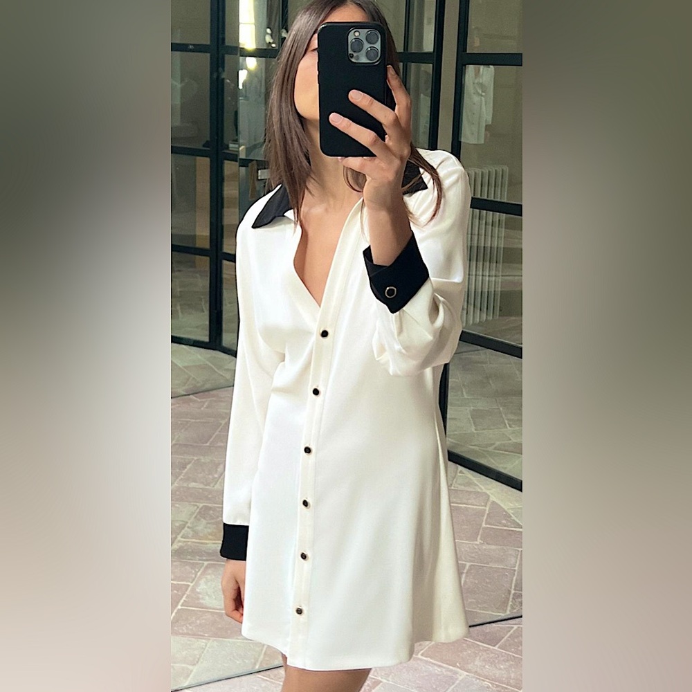 Zara white black dress NWT